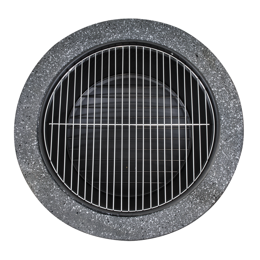 Round MgO Fire Pit with BBQ Grill & Safety Mesh Screen 75cm - Dark Grey DG191