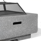 Dellonda Square MgO Fire Pit with BBQ Grill, Safety Mesh Screen - Dark Grey DG193