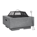 Dellonda Square MgO Fire Pit with BBQ Grill, Safety Mesh Screen - Dark Grey DG193