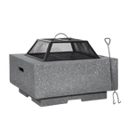 Dellonda Square MgO Fire Pit with BBQ Grill, Safety Mesh Screen - Dark Grey DG193
