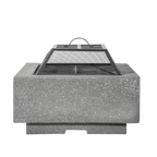 Dellonda Square MgO Fire Pit with BBQ Grill, Safety Mesh Screen - Dark Grey DG193