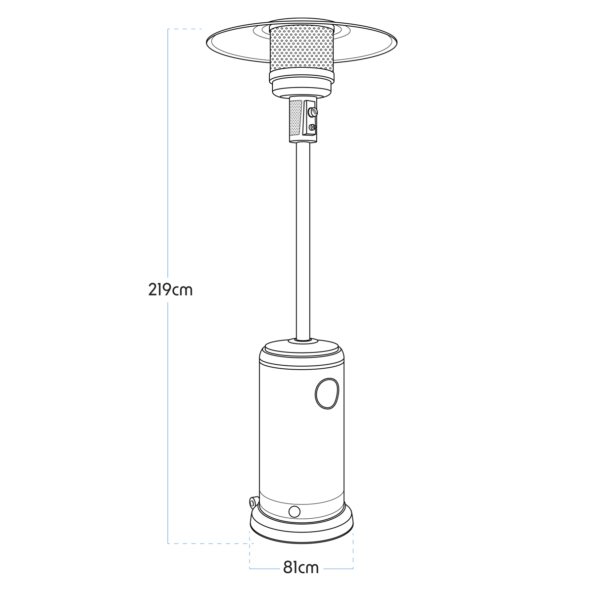 Dellonda Freestanding Outdoor Gas Patio Heater with Wheels 13kW - Black DG1