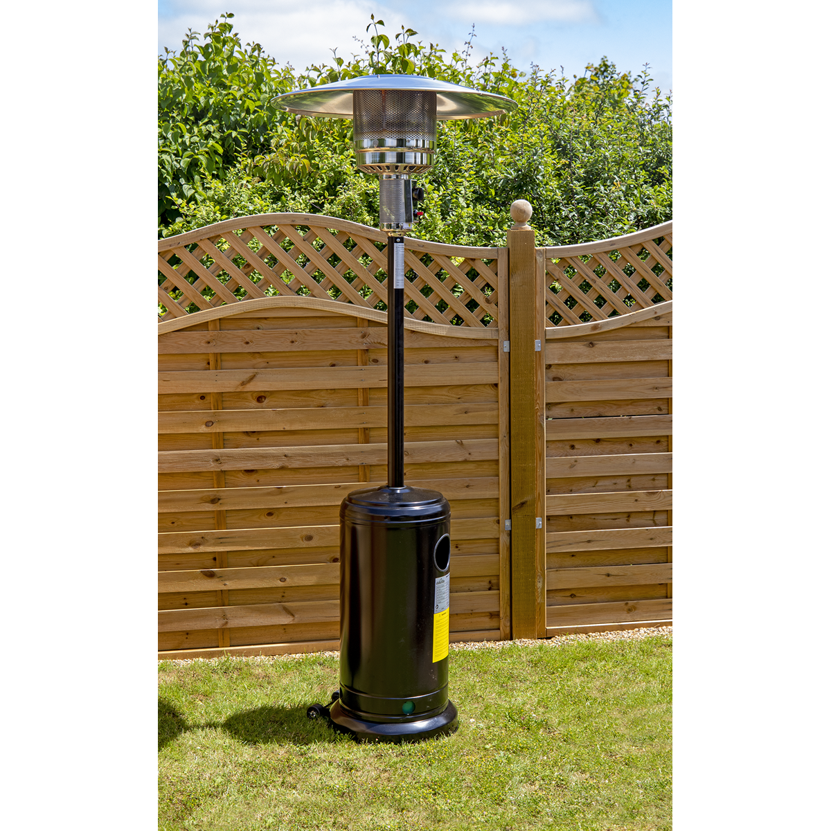 Dellonda Freestanding Outdoor Gas Patio Heater with Wheels 13kW - Black DG1