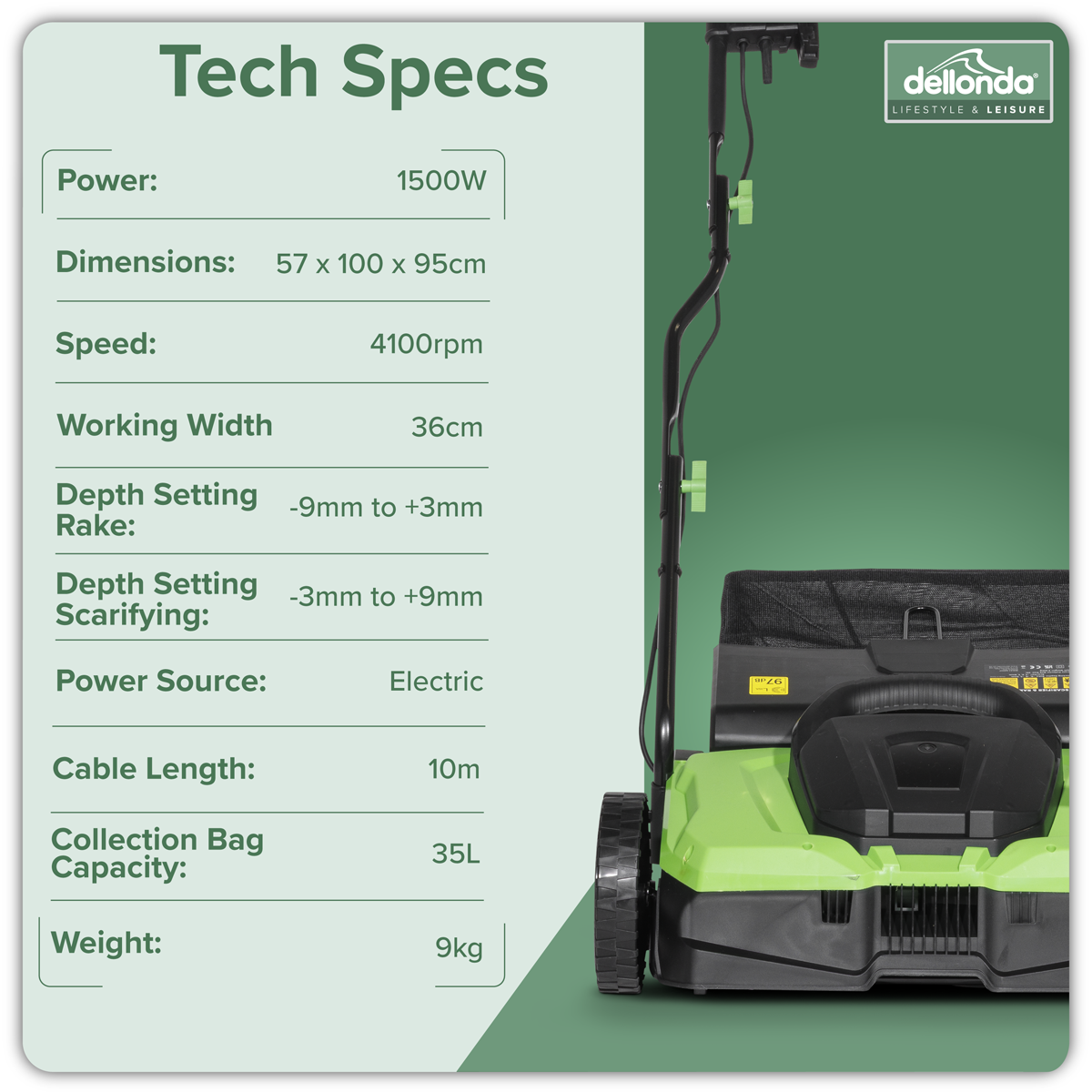 2-in-1 Electric Scarifier & Rake 1500W/230V DG216