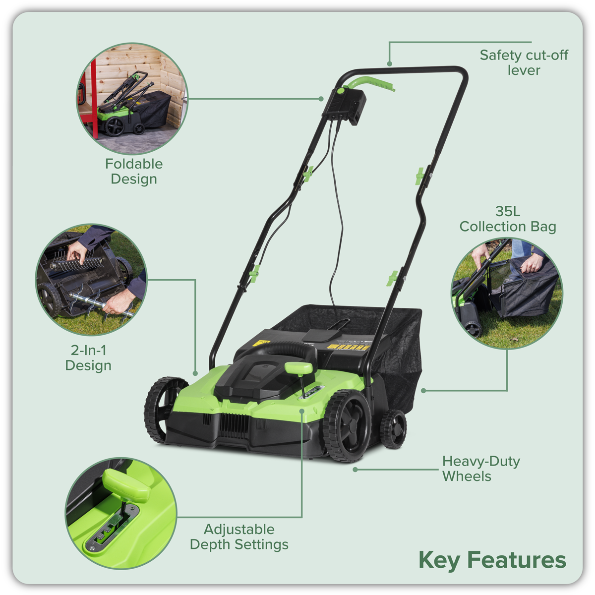 2-in-1 Electric Scarifier & Rake 1500W/230V DG216