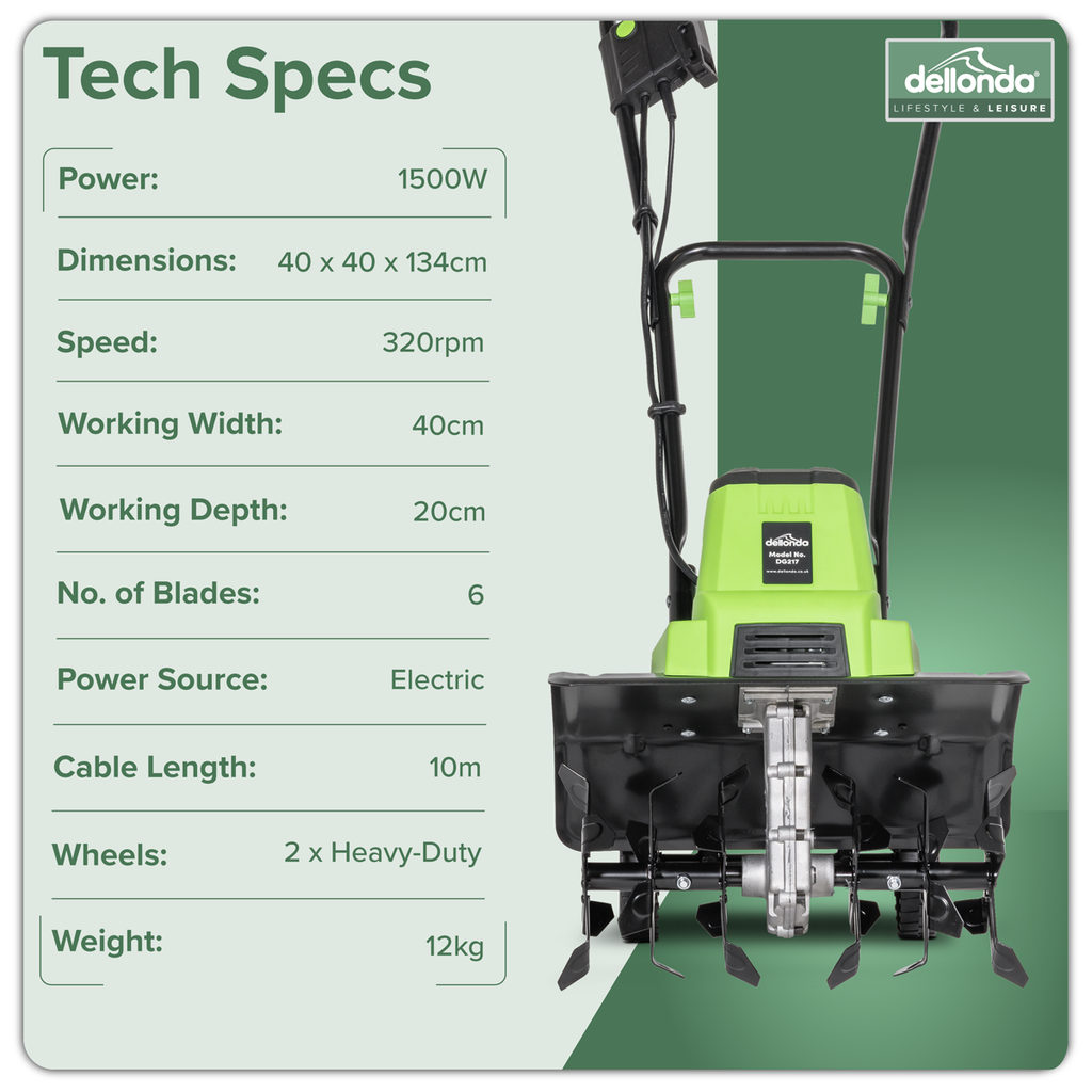 Electric Tiller/Cultivator 1500W/230V DG217