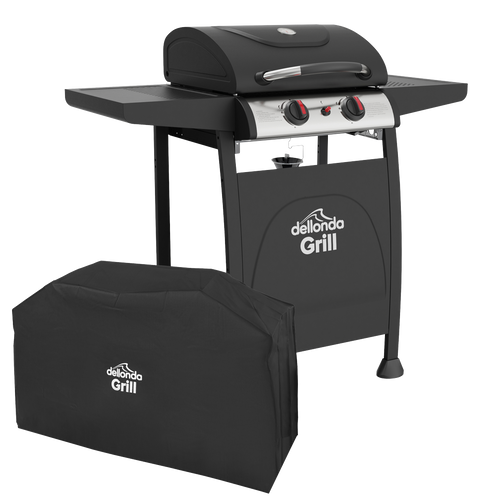 2 Burner Gas BBQ Grill with Piezo Ignition, Thermometer & Cover DG227