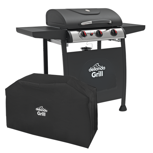3 Burner Gas BBQ Grill with Piezo Ignition, Thermometer & Cover DG228