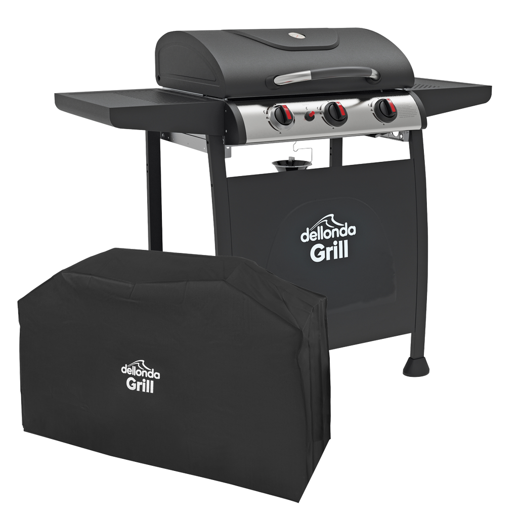 3 Burner Gas BBQ Grill with Piezo Ignition, Thermometer & Cover DG228