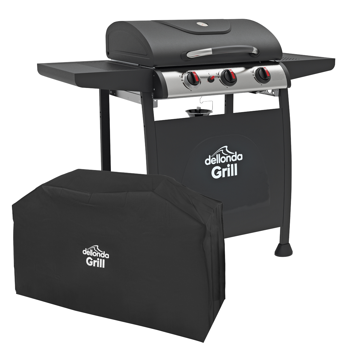 3 Burner Gas BBQ Grill with Piezo Ignition, Thermometer & Cover DG228
