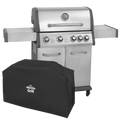 4+1 Burner Deluxe Gas BBQ Grill with Piezo Ignition & Thermometer & Cover - Stainless Steel DG231