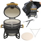 Deluxe 16"(40cm) Ceramic Kamado Style BBQ, Cover, Grid Gripper, Heat Deflector & Heat Deflector Support DG235