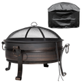 Deluxe 2-in-1 Outdoor Fire Pit/Coffee Table with Drawstring Cover 93cm Antique Bronze Effect DG237