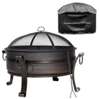 Deluxe 2-in-1 Outdoor Fire Pit/Coffee Table with Drawstring Cover 93cm Antique Bronze Effect DG237