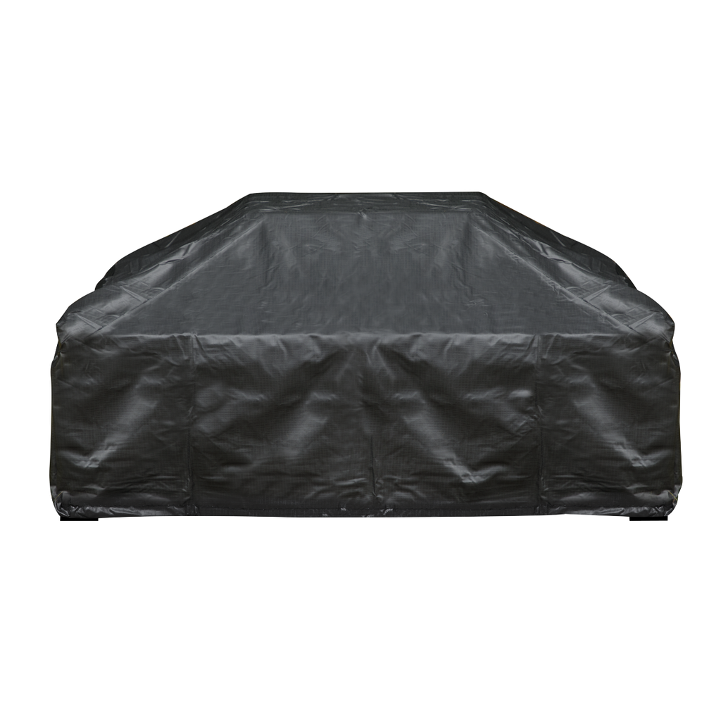 Square Outdoor Fire Pit with Mesh Screen Lid, Water-Resistant Drawstring Cover - Black DG238