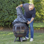 Dellonda Deluxe 360° Antique Bronze Chiminea/Fire Pit with Fire Poker & Cover DG241
