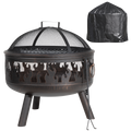 Dellonda Deluxe Fire Pit with Cooking Grill, Safety Screen, Poker & Cover DG242