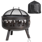 Dellonda Deluxe Fire Pit with Cooking Grill, Safety Screen, Poker & Cover DG242