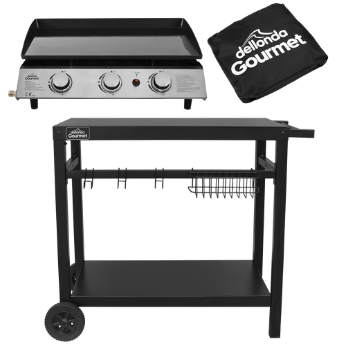 3 Burner Portable Gas Plancha, Cover & Trolley DG250