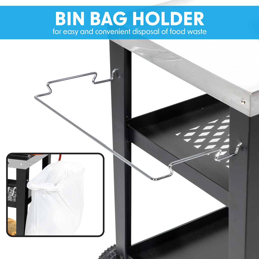 Plancha Trolley with Utensil Holder & Stainless Steel Top DG263