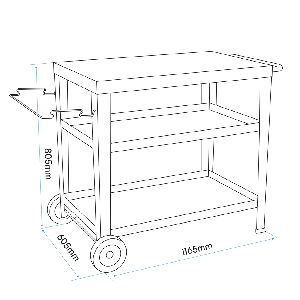Plancha Trolley with Utensil Holder & Stainless Steel Top DG263