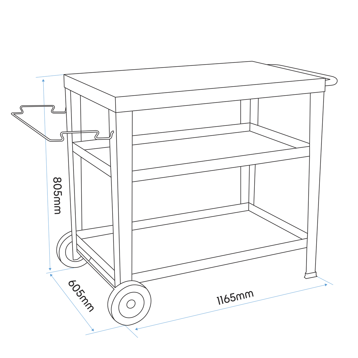 Plancha Trolley with Utensil Holder & Stainless Steel Top DG263