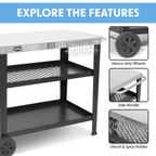 Plancha Trolley with Utensil Holder & Stainless Steel Top DG263