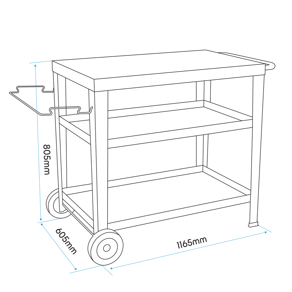 Plancha Trolley with Utensil Holder & Stainless Steel Top DG263
