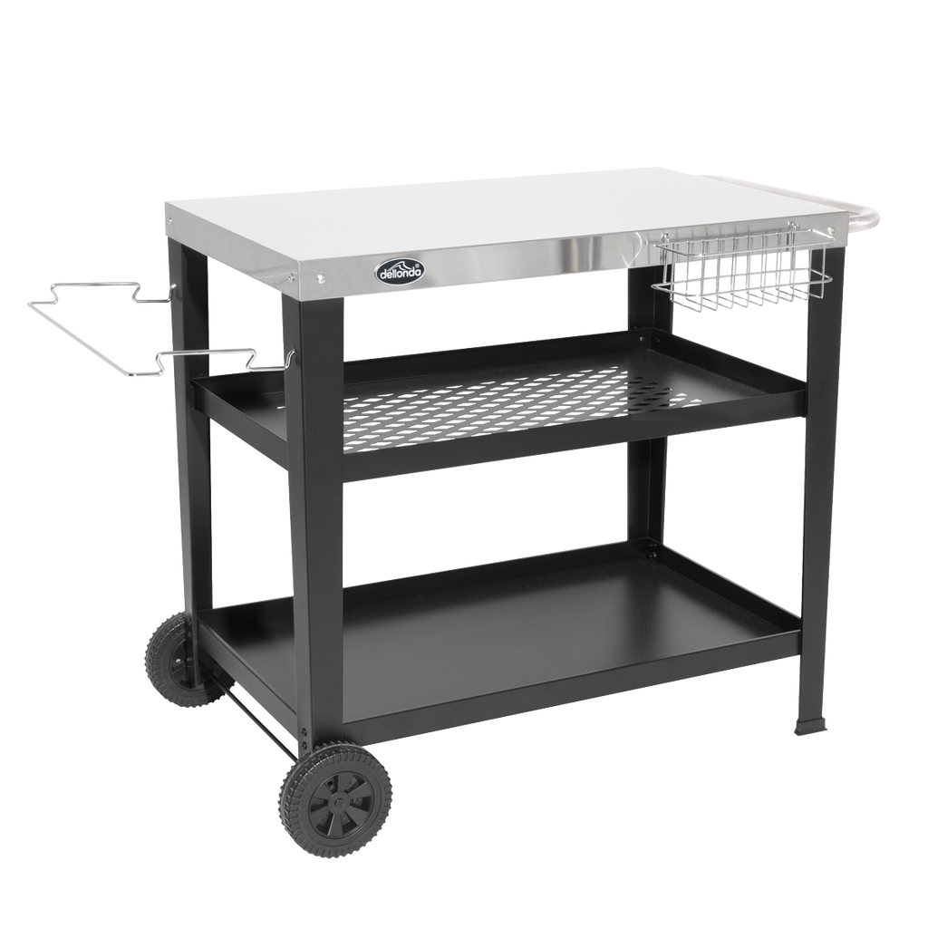 Plancha Trolley with Utensil Holder & Stainless Steel Top DG263