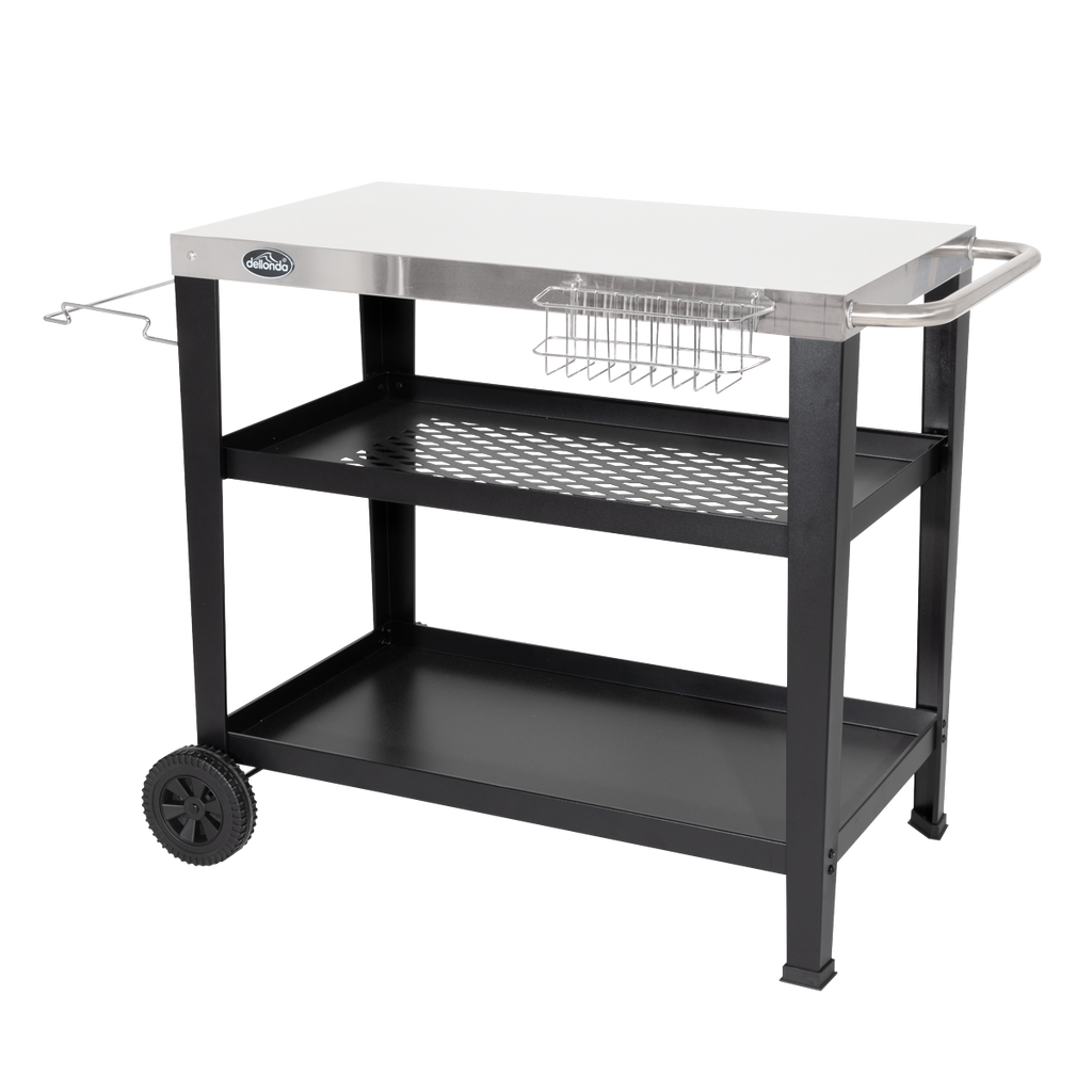 Plancha Trolley with Utensil Holder & Stainless Steel Top DG263