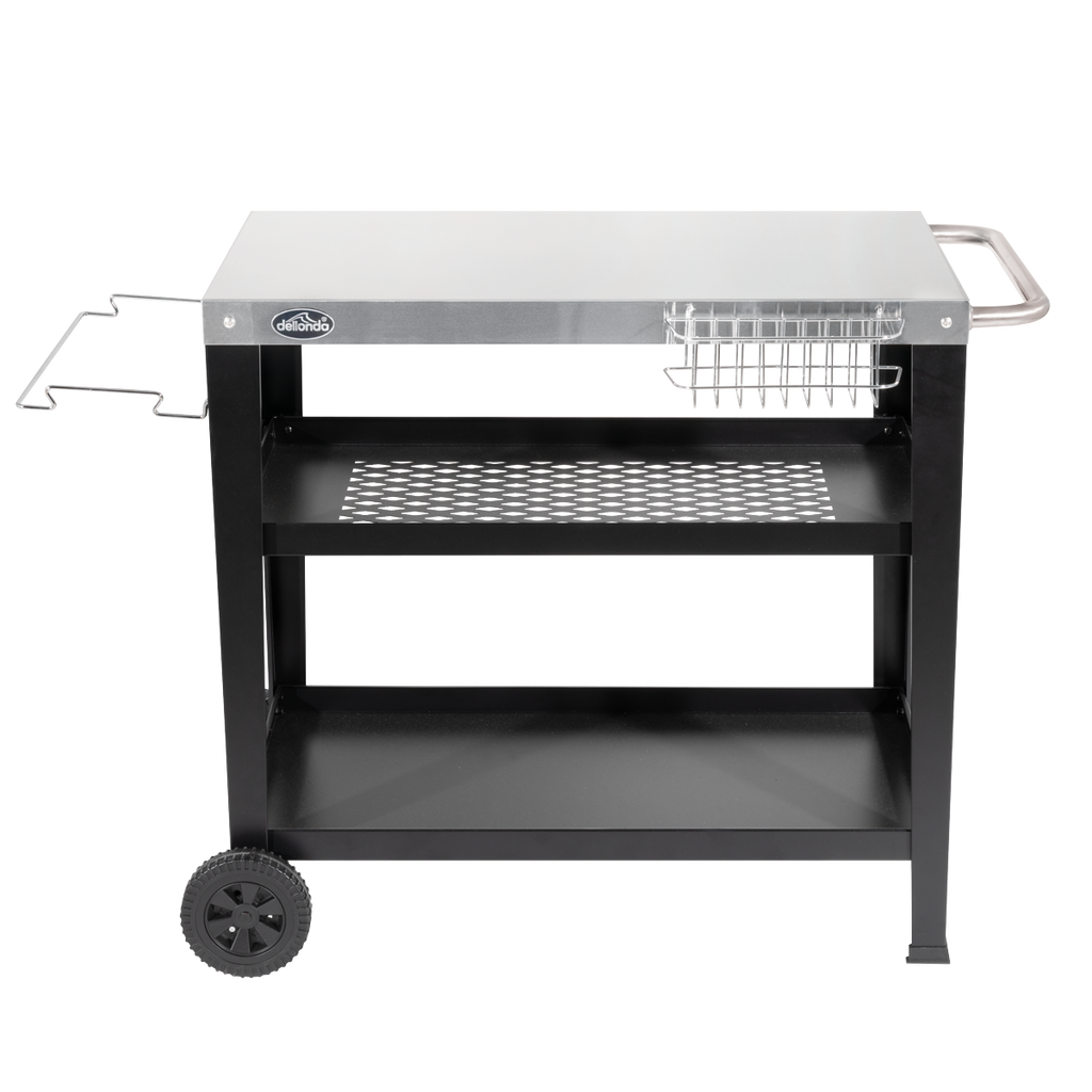 Plancha Trolley with Utensil Holder & Stainless Steel Top DG263