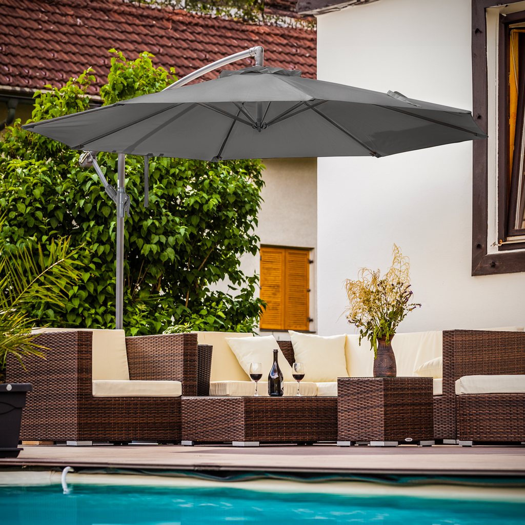 Banana Parasol with Cover 3m - Grey DG264