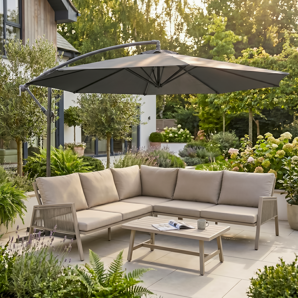 Banana Parasol with Cover 3m - Grey DG264