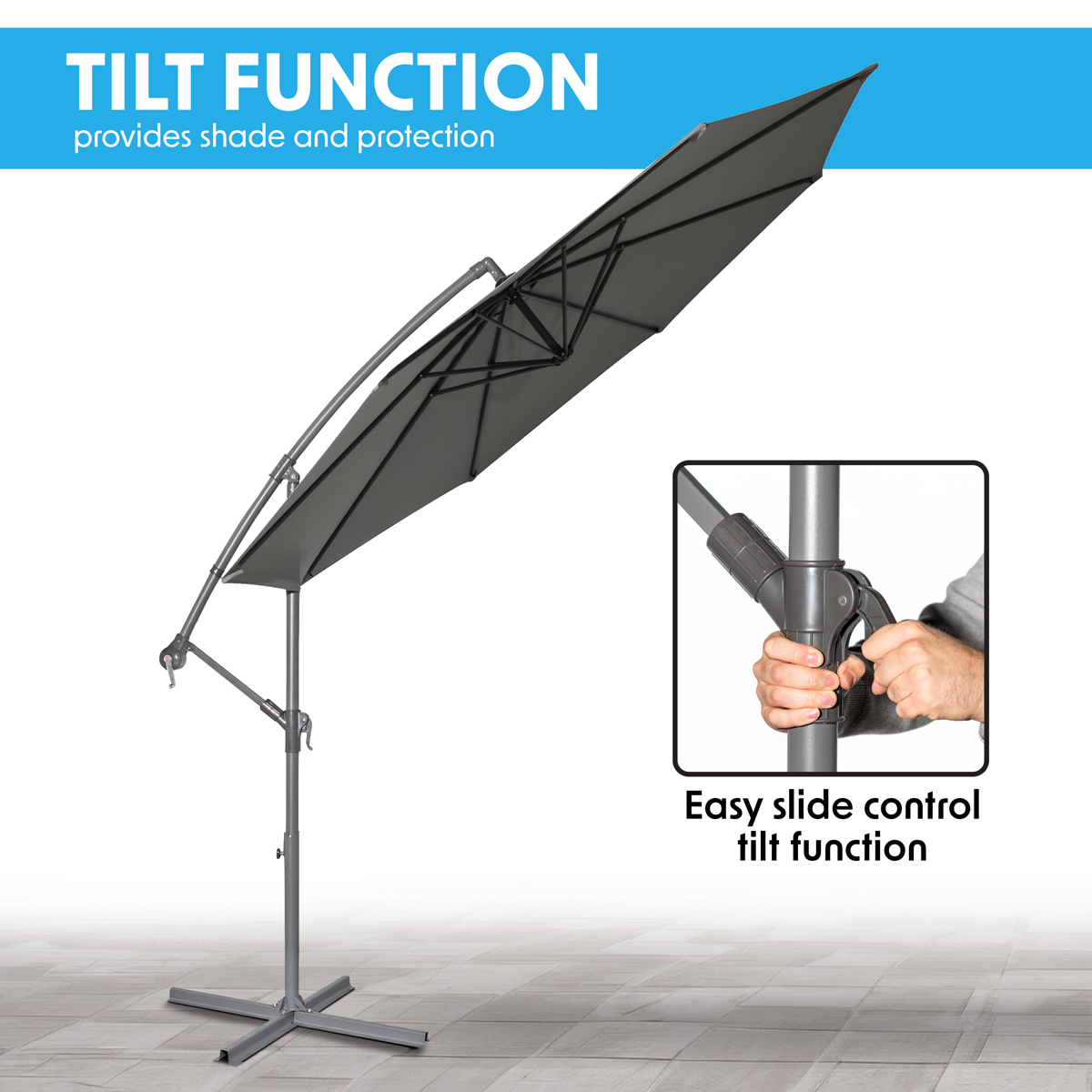 Banana Parasol with Cover 3m - Grey DG264