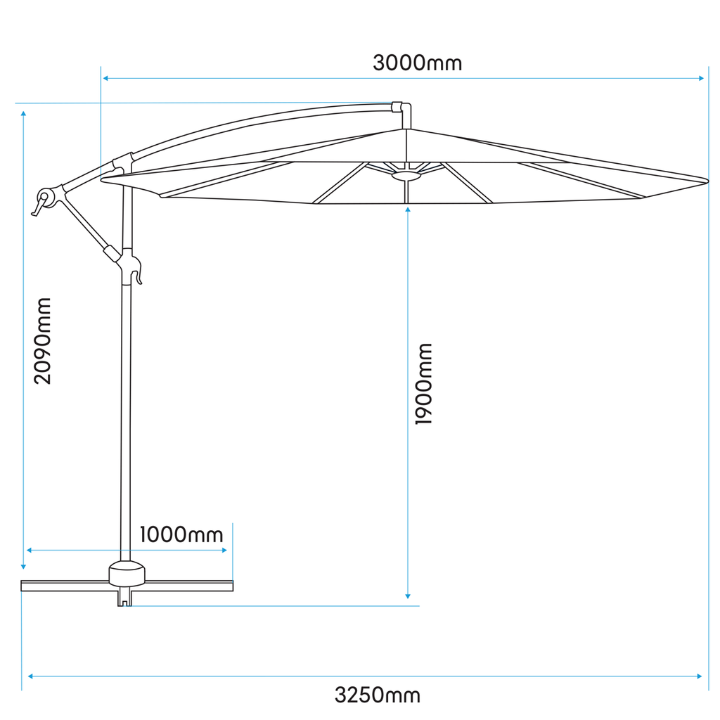 Banana Parasol with Cover 3m - Cream DG265