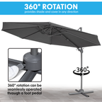 Cantilever Parasol with 360° Rotation, Tilt & Cover 3m - Grey DG267