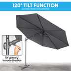 Cantilever Parasol with 360° Rotation, Tilt & Cover 3m - Grey DG267