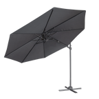 Cantilever Parasol with 360° Rotation, Tilt & Cover 3m - Grey DG267
