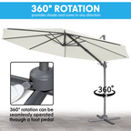 Cantilever Parasol with 360° Rotation, Tilt & Cover 3m - Cream DG268