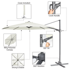 Cantilever Parasol with 360° Rotation, Tilt & Cover 3m - Cream DG268