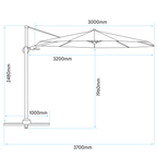 Cantilever Parasol with 360° Rotation, Tilt & Cover 3m - Cream DG268