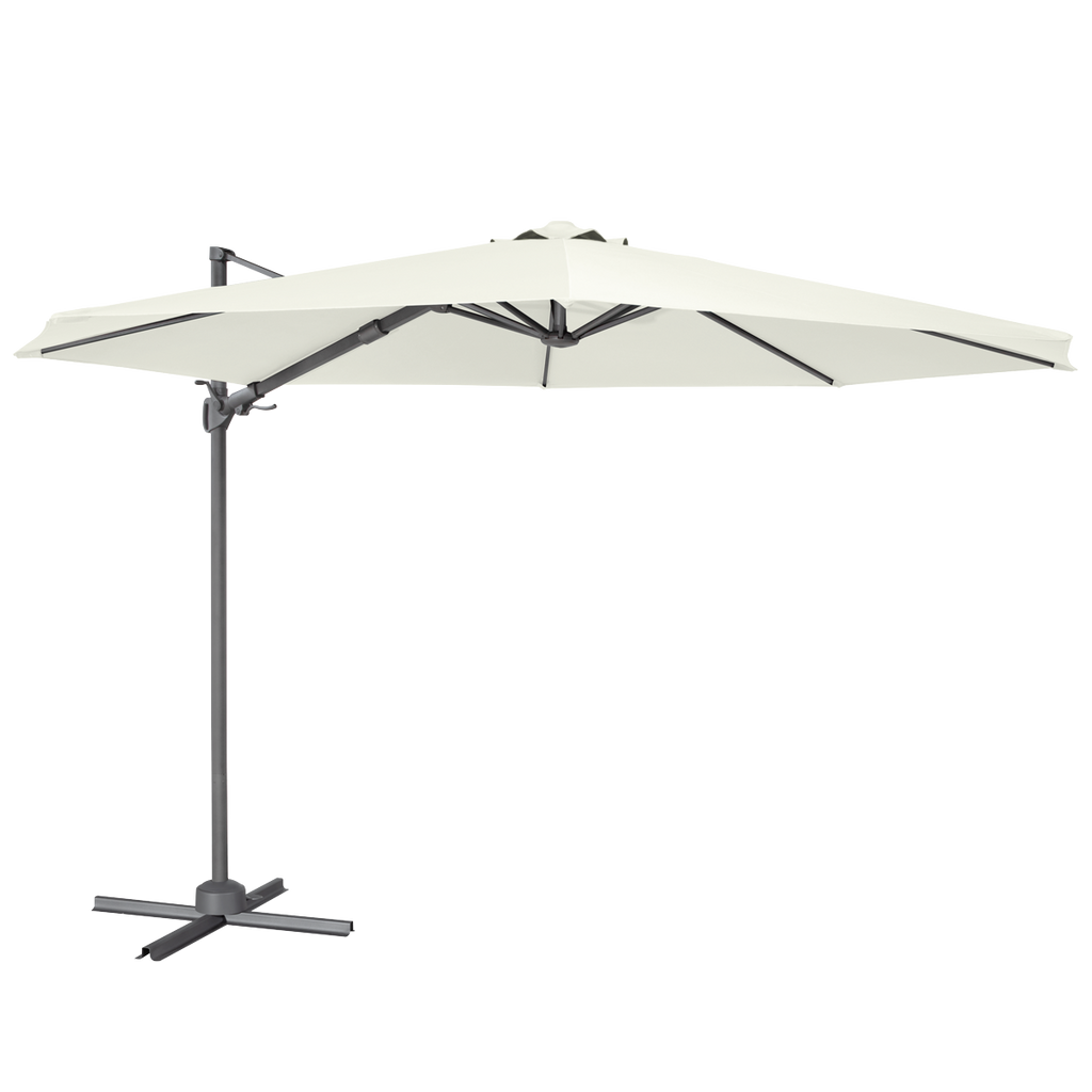 Cantilever Parasol with 360° Rotation, Tilt & Cover 3m - Cream DG268