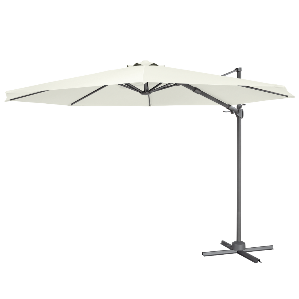 Cantilever Parasol with 360° Rotation, Tilt & Cover 3m - Cream DG268