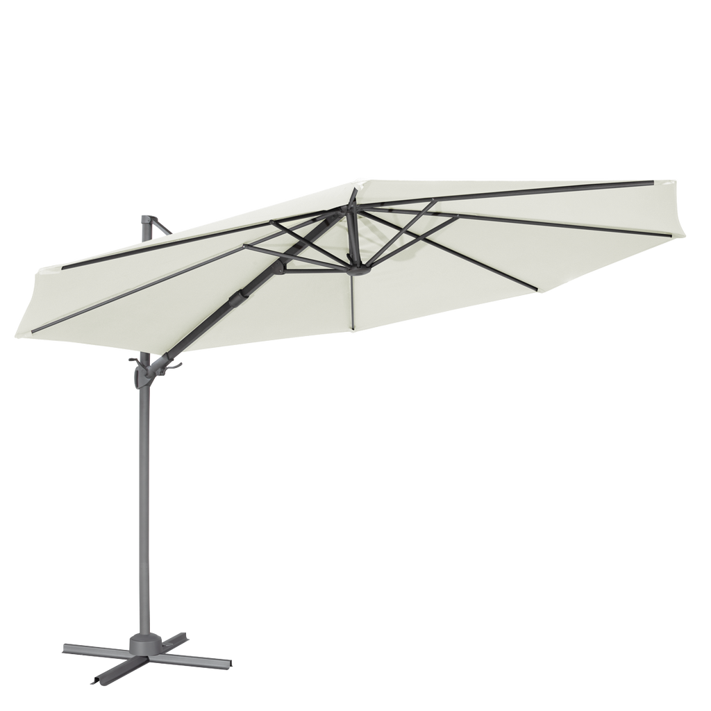 Cantilever Parasol with 360° Rotation, Tilt & Cover 3m - Cream DG268