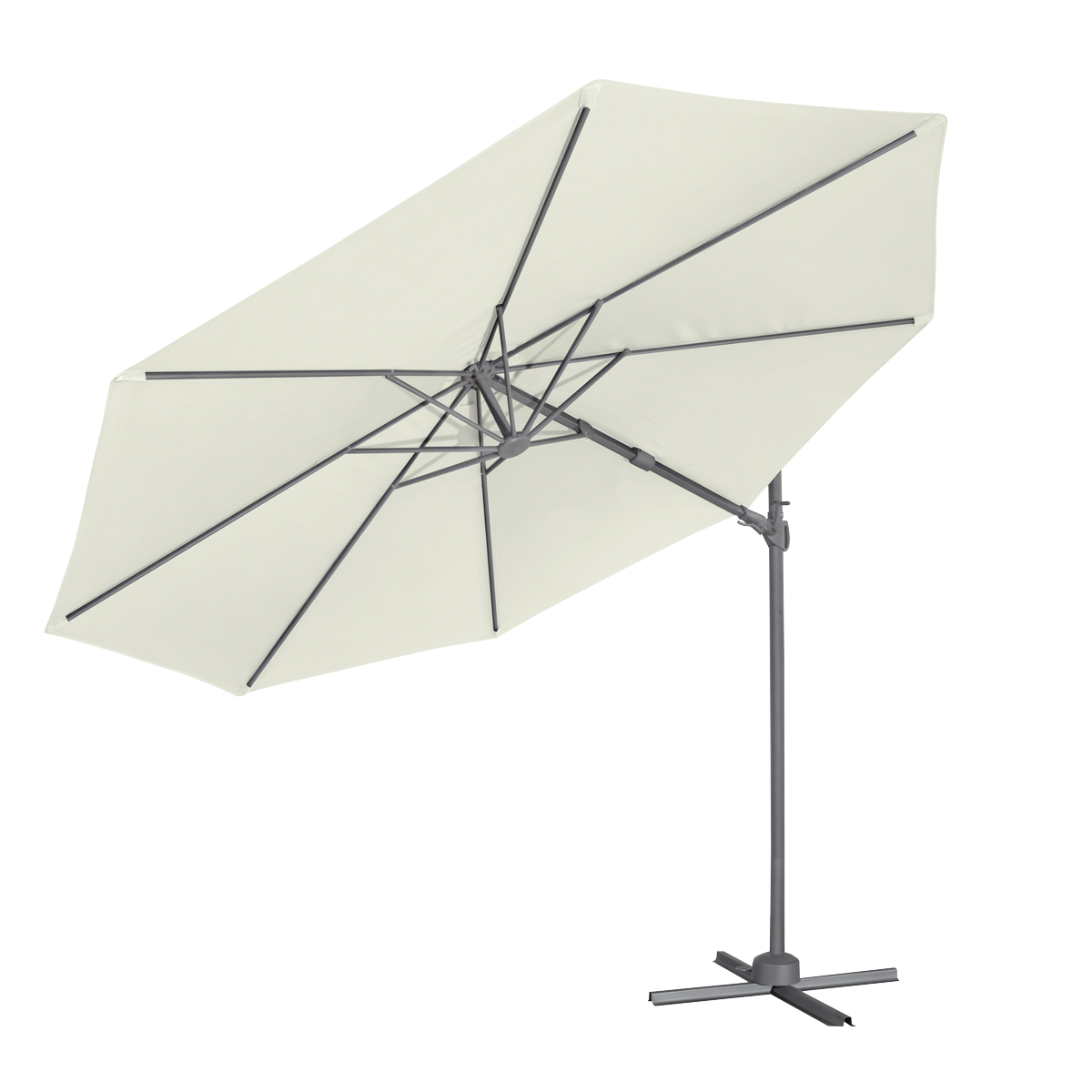 Cantilever Parasol with 360° Rotation, Tilt & Cover 3m - Cream DG268