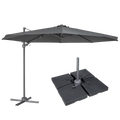 Cantilever Parasol with 360° Rotation, Tilt, Cover & Base 3m - Grey DG272
