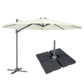 Cantilever Parasol with 360° Rotation, Tilt, Cover & Base 3m - Cream DG273