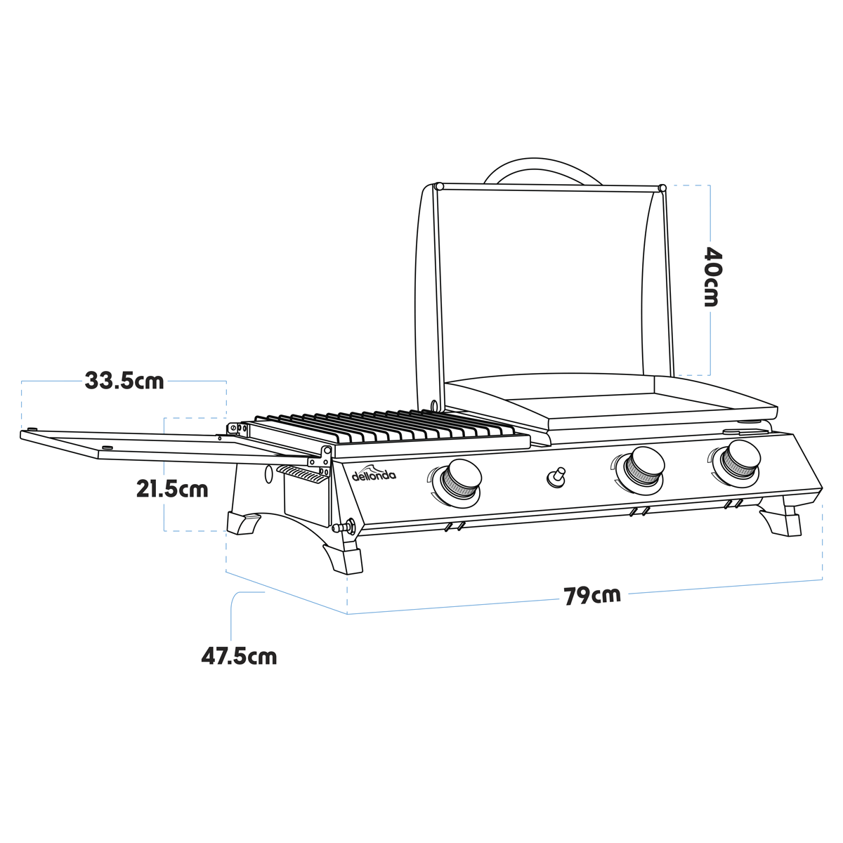3 Burner Stainless Steel Portable Gas Plancha/Grill 8.5kW DG276