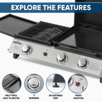 3 Burner Stainless Steel Portable Gas Plancha/Grill 8.5kW DG276