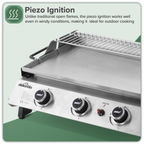 4 Burner Stainless Steel Portable Gas Plancha with Warming Rack 10kW DG277